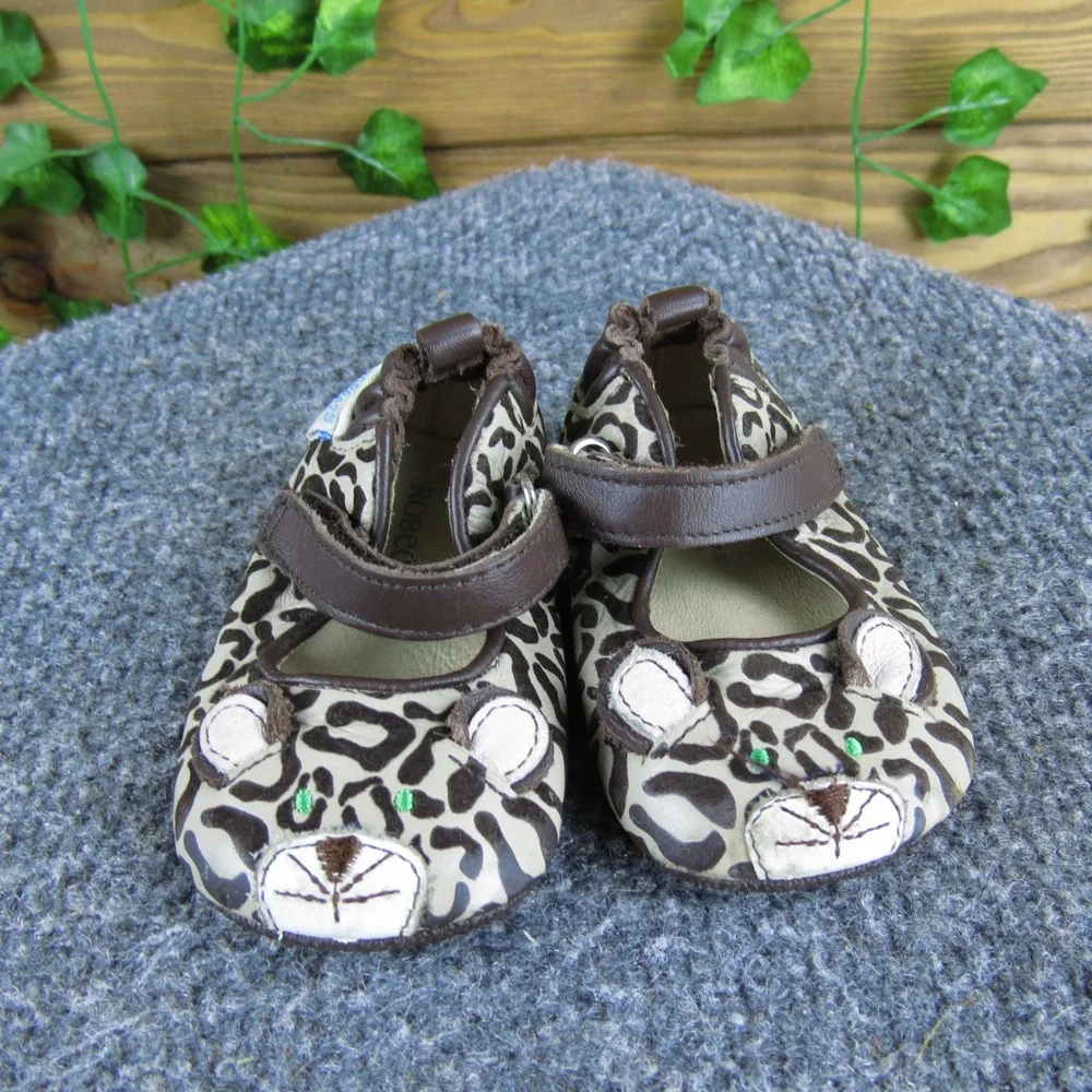 Robeez Crib Shoes Toddler‎ Leopard Print Leather Size 2 Cute Soft Sole